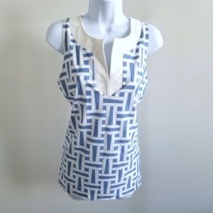 Britt | Blue & White Weave Pattern Tank Top M